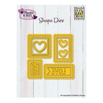 Postal Stamps with Hearts -...